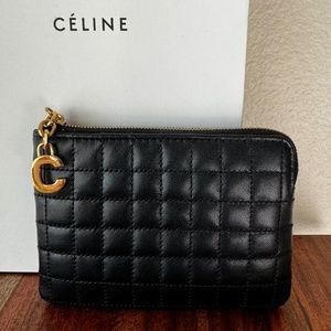 Celine C Charm Small Quilted Card Case Pouch